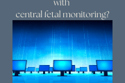 What's wrong with central fetal monitoring. A collection of computer screens against a blue background.